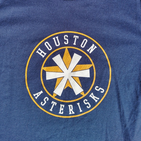 Houston Astros MLB Asterisk Over Star Logo Funny/Joke/Humor Adult Med Shirt New - Picture 2 of 3